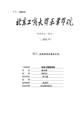 《乐视网财务报表分析》(33页)