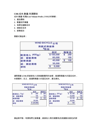 CH6成本-数量-利润关系