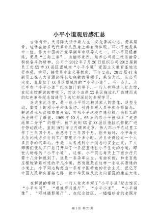 小平小道观后感汇总