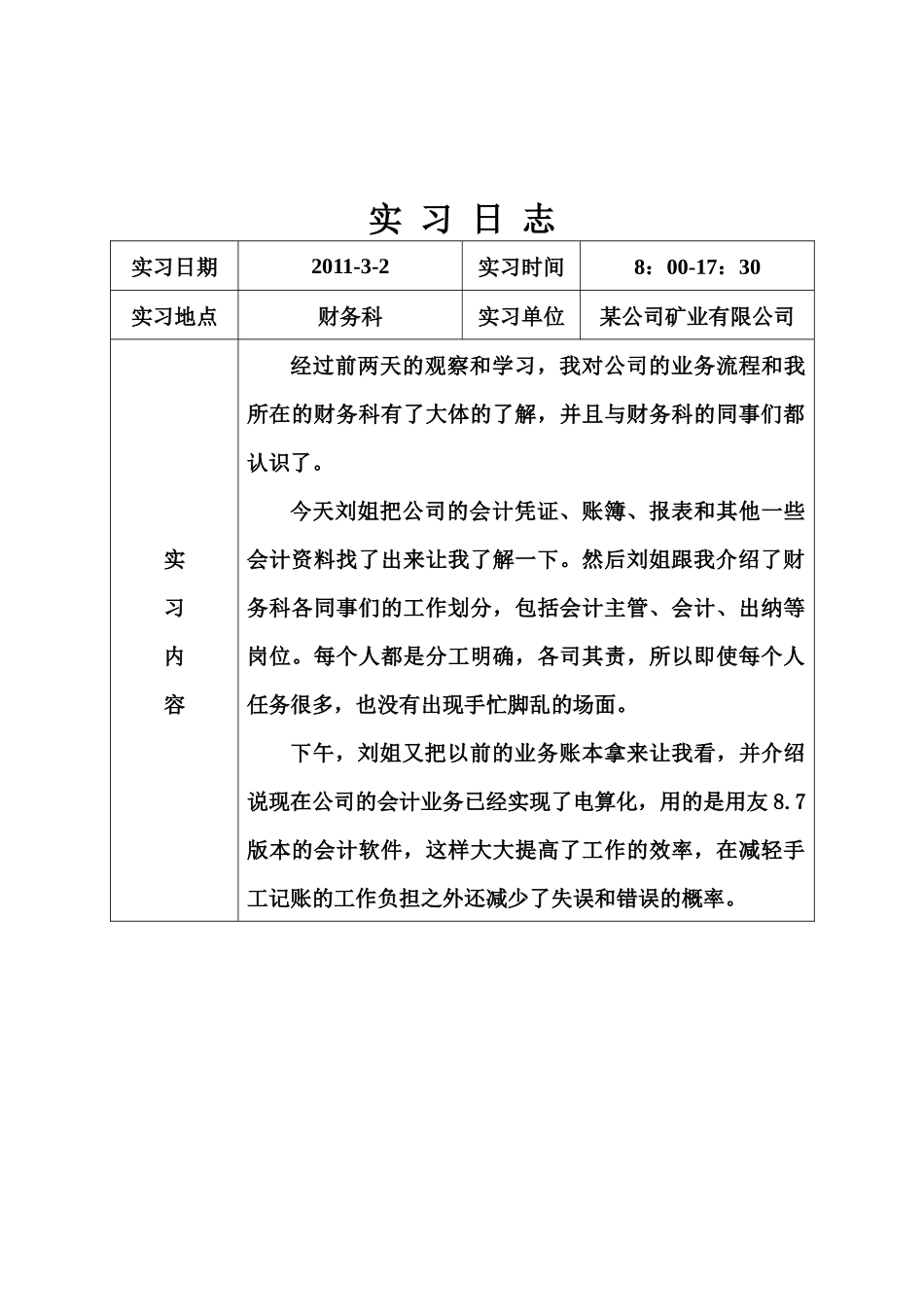《会计毕业实习日志》30篇_第3页