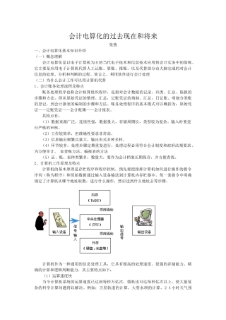 会计电算化过去现在将来