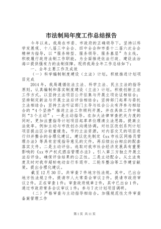 市法制局年度工作总结报告