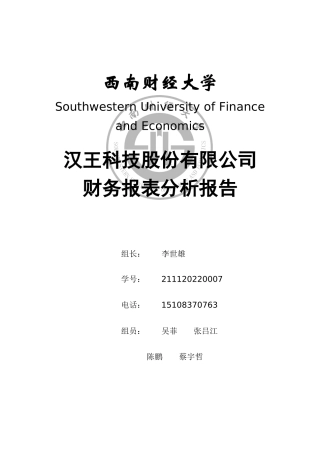 财务报表分析__汉王科技1