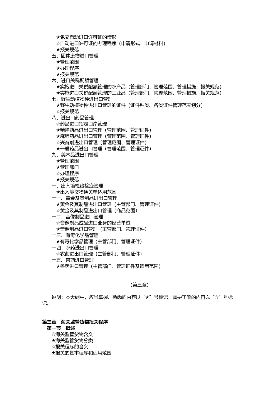 X年报关员资格全国统一考试大纲_第3页
