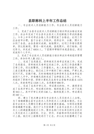 县职称科上半年工作总结