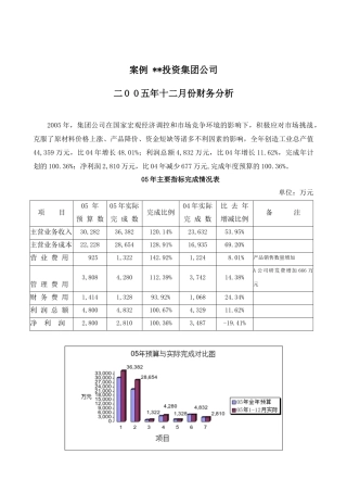 案例 某投资集团二OO五年十二月份财务分析