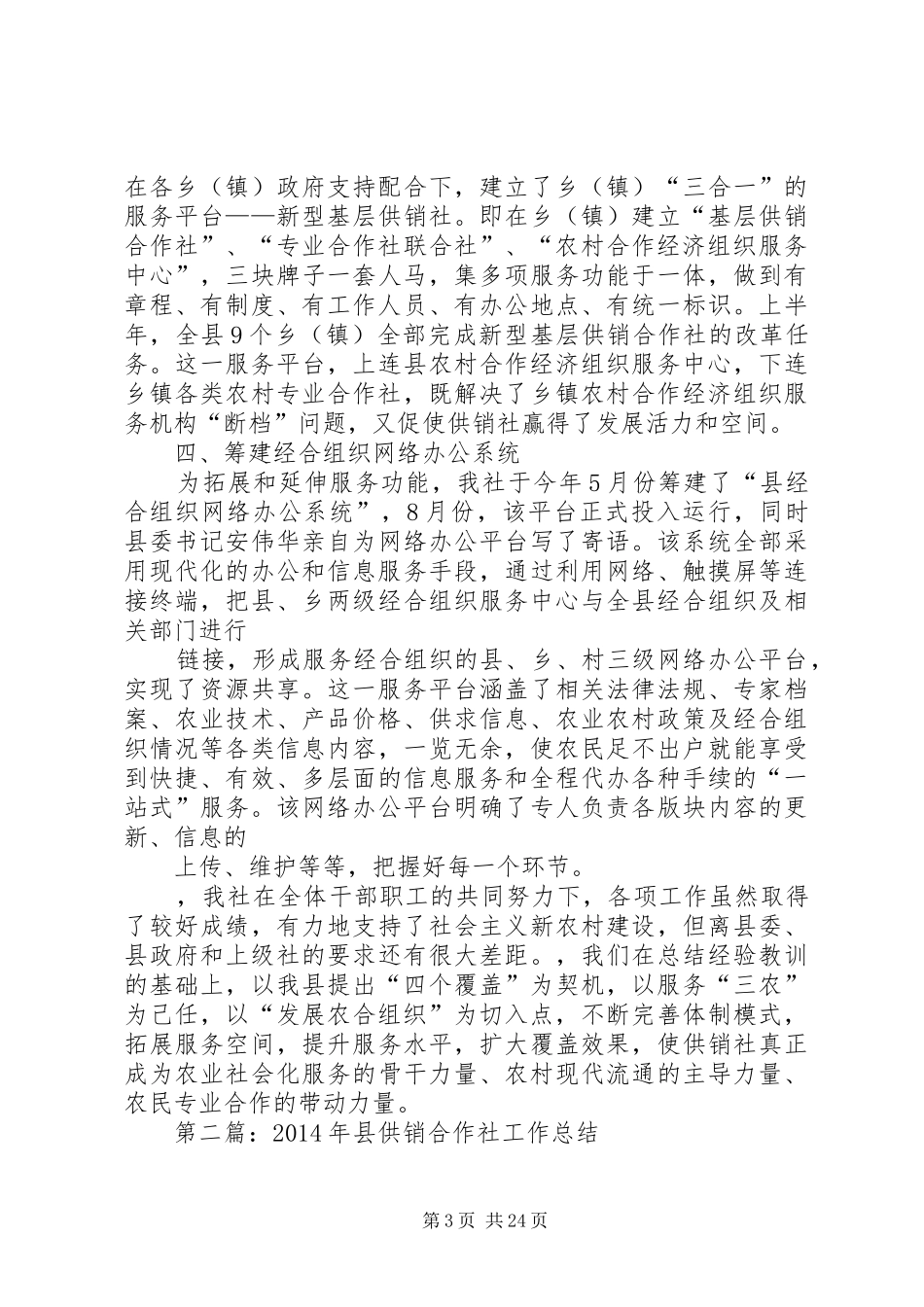 县供销合作社工作总结(精选多篇)_第3页