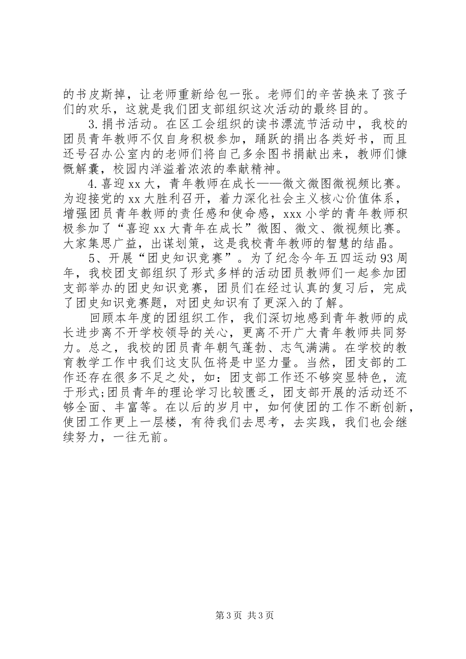 小学团支部年终工作总结_第3页