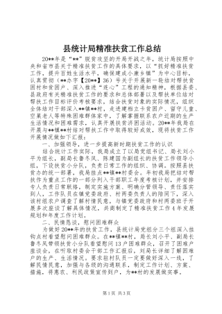 县统计局精准扶贫工作总结