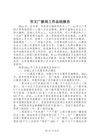 市文广新局工作总结报告