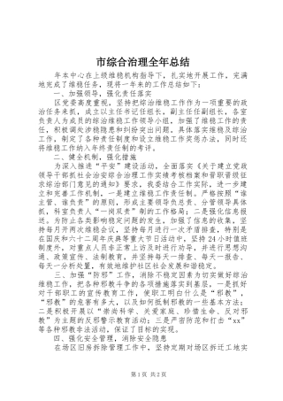 市综合治理全年总结