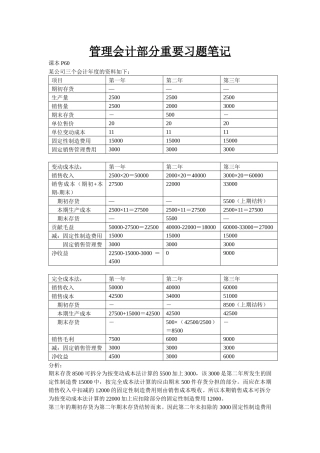 管理会计部分重要习题笔记（ 13）