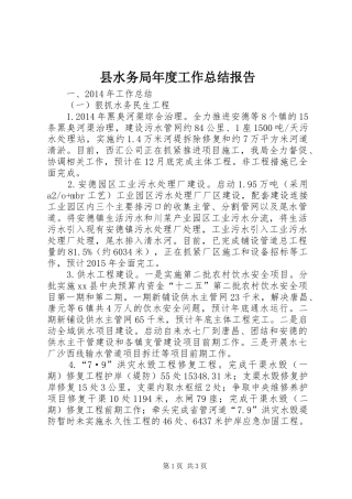 县水务局年度工作总结报告