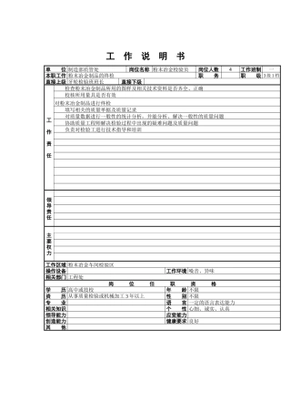 粉末冶金检验员工作说明书