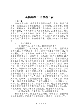 县档案局工作总结5篇