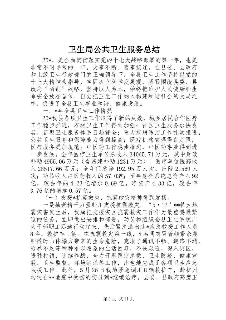 卫生局公共卫生服务总结_第1页