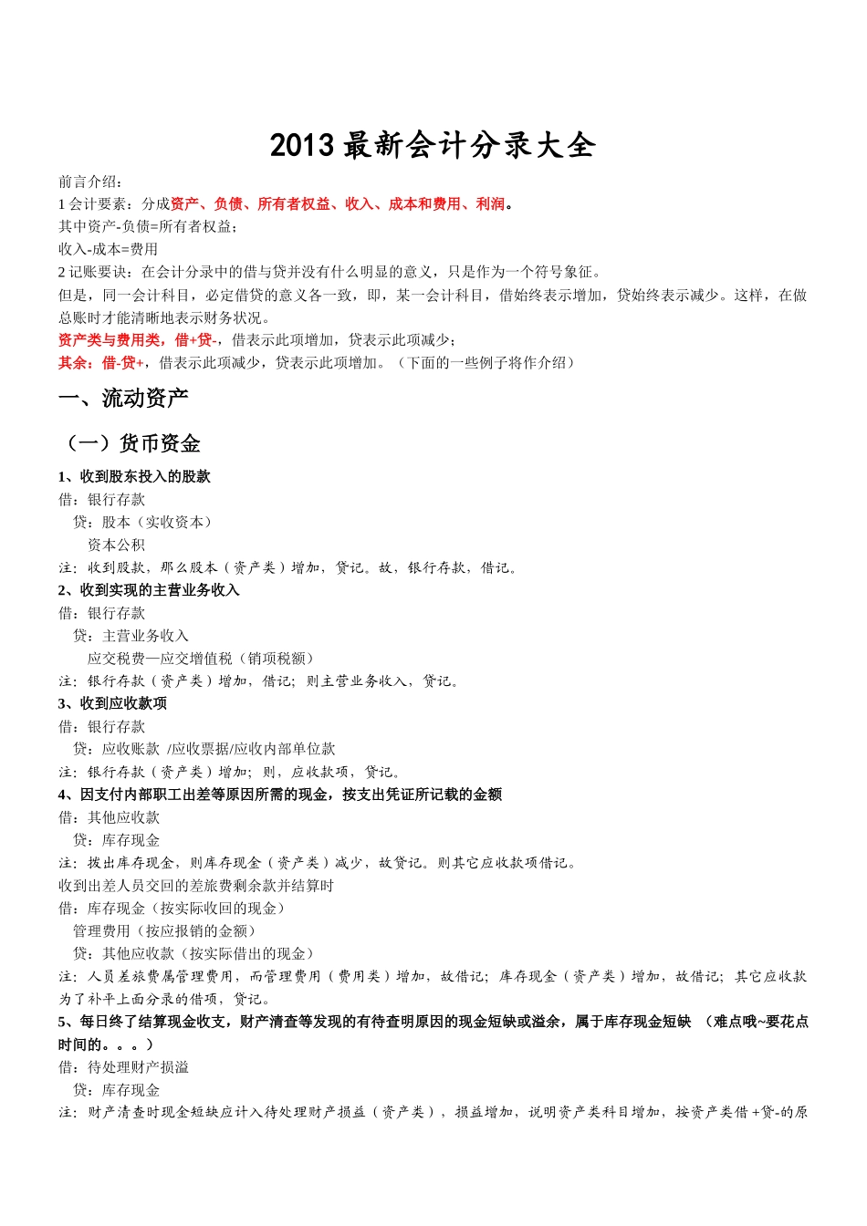 XXXX最新会计分录大全_第1页