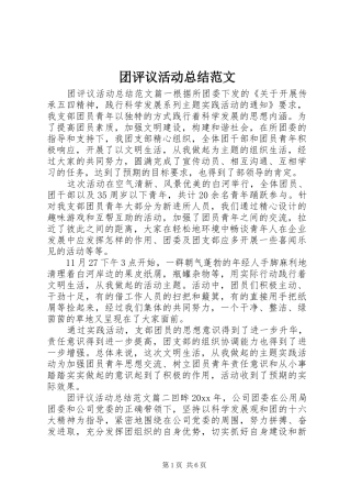 团评议活动总结范文