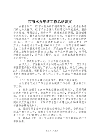 市节水办年终工作总结范文