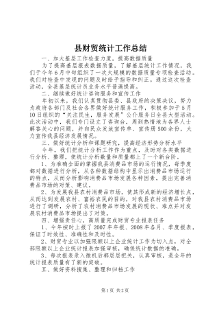 县财贸统计工作总结