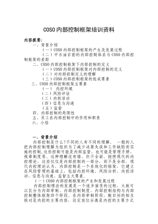 COSO内控框架培训资料