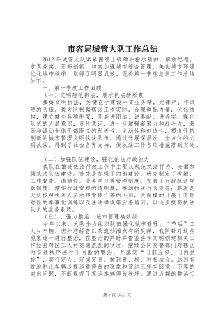 市容局城管大队工作总结