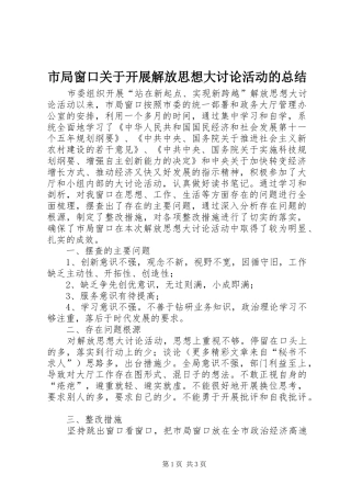 市局窗口关于开展解放思想大讨论活动的总结