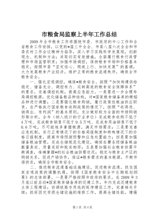 市粮食局监察上半年工作总结