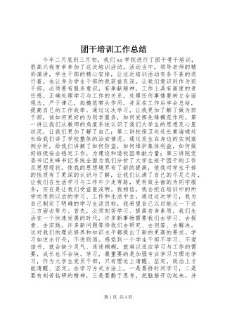 团干培训工作总结
