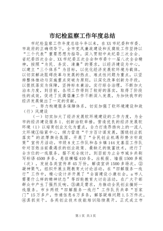 市纪检监察工作年度总结