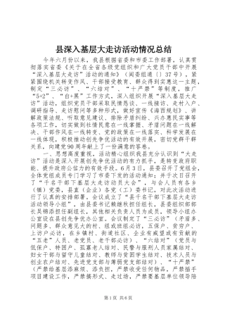 县深入基层大走访活动情况总结