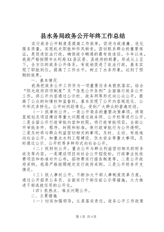 县水务局政务公开年终工作总结