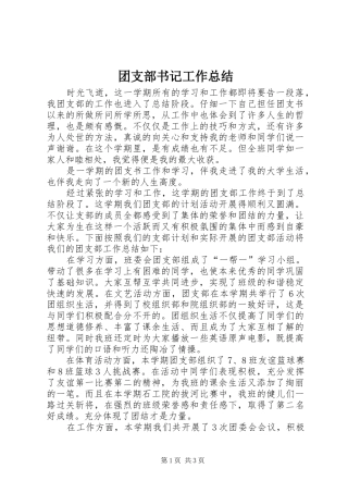 团支部书记工作总结