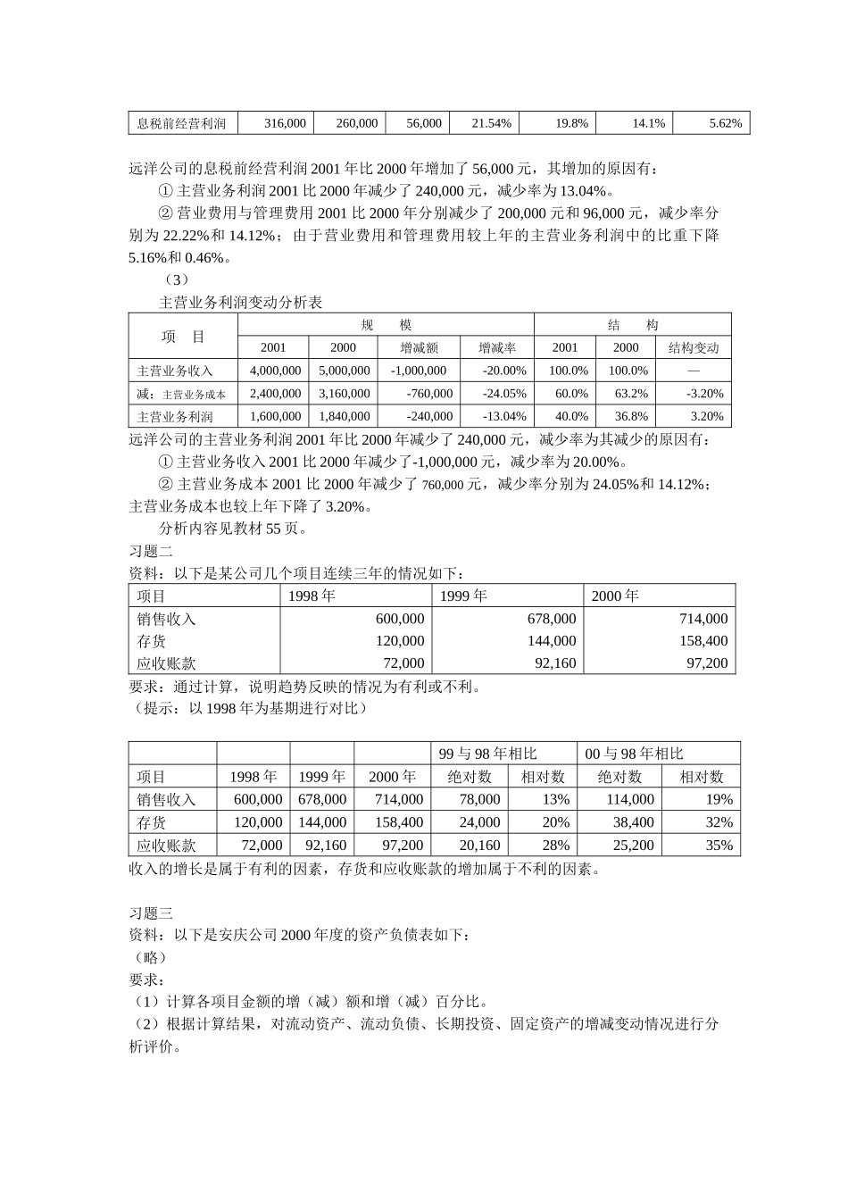 电大财务报表分析计算题全部答案_第2页
