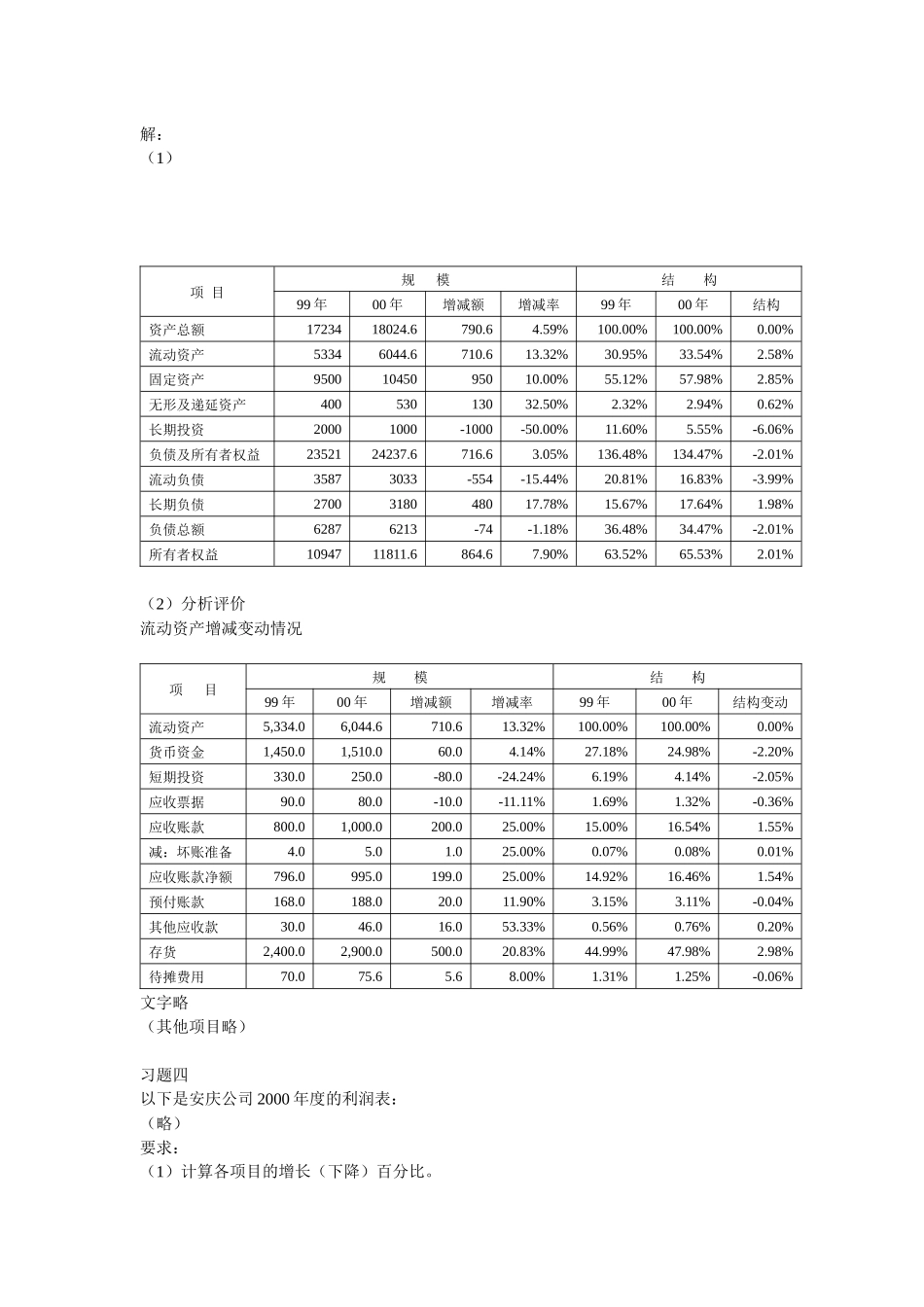 电大财务报表分析计算题全部答案_第3页