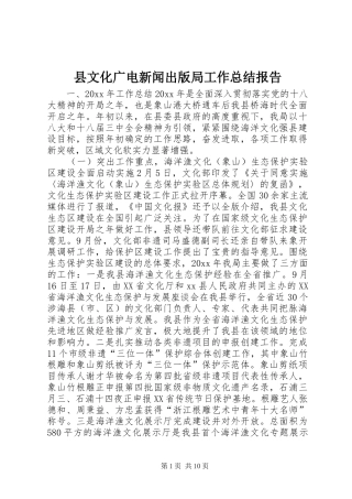 县文化广电新闻出版局工作总结报告