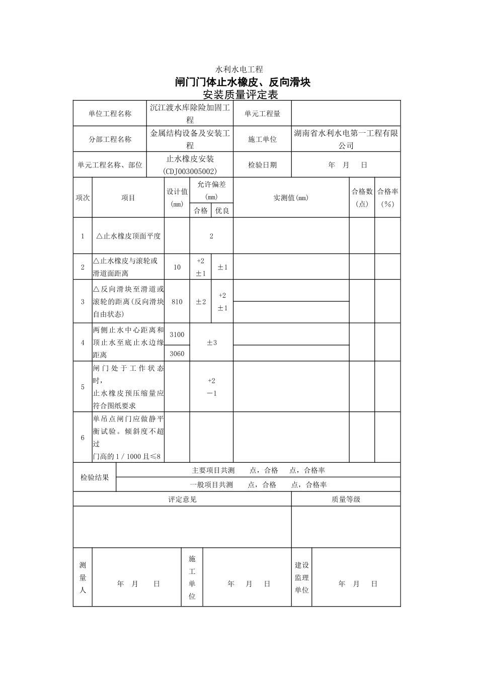 附属工程金属结设备及安装质量评定表_第2页