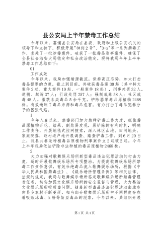 县公安局上半年禁毒工作总结