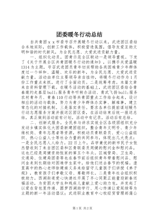 团委暖冬行动总结