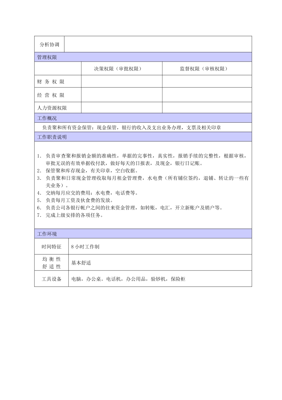 XX商场出纳职位说明书_第2页