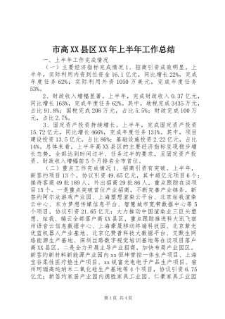 市高XX县区XX年上半年工作总结