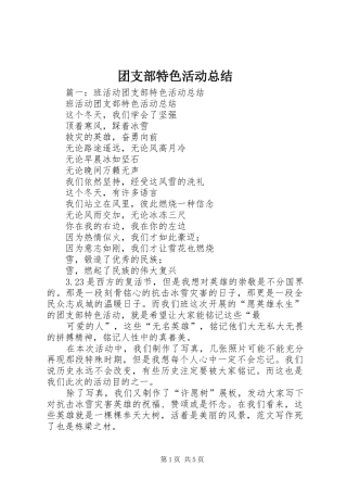 团支部特色活动总结