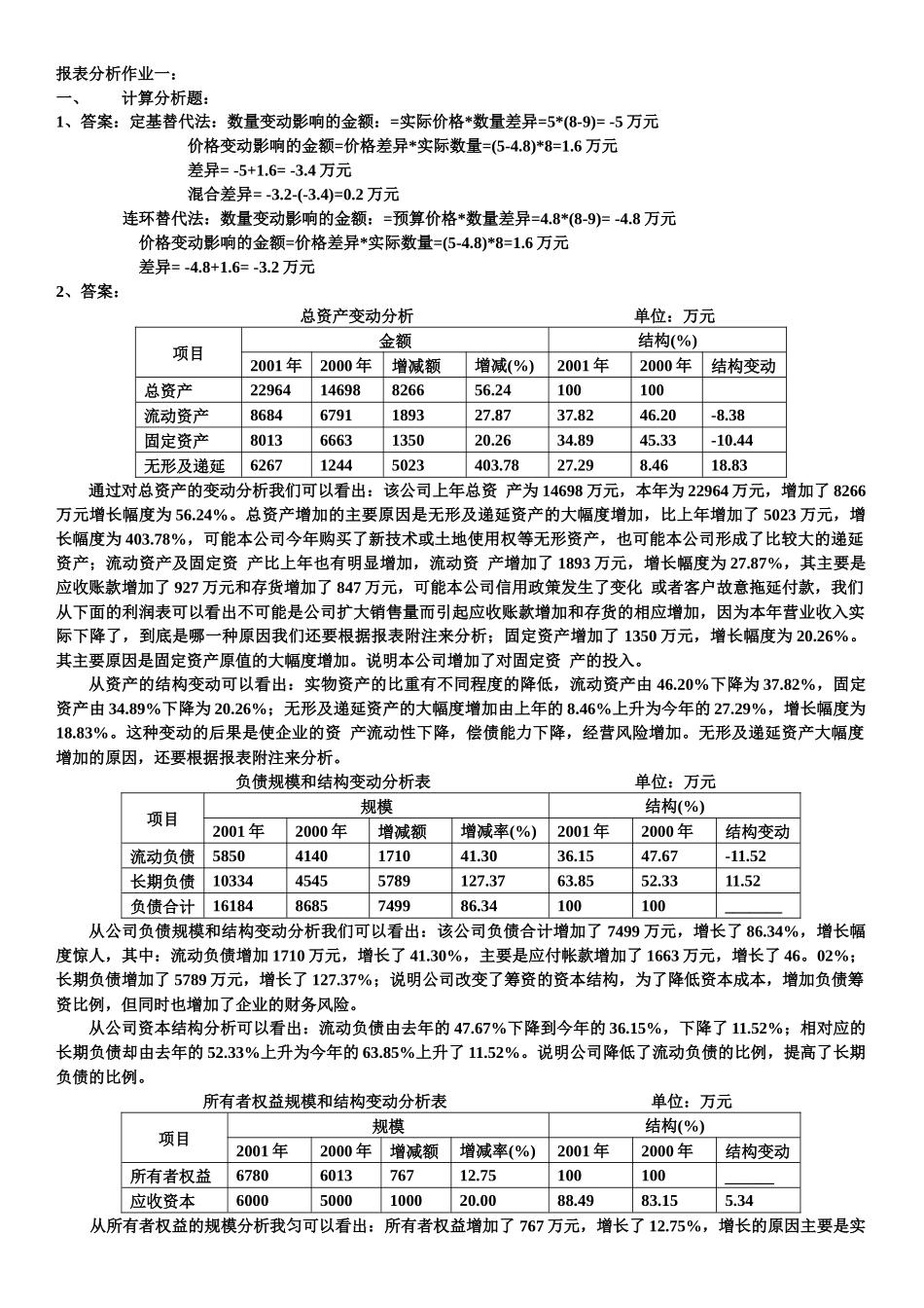财务报表分析形成性考核答案_第1页