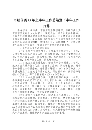 市经信委XX年上半年工作总结暨下半年工作打算