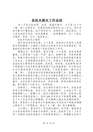 县抗灾救灾工作总结