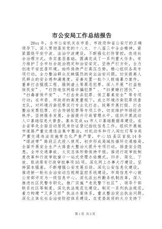 市公安局工作总结报告