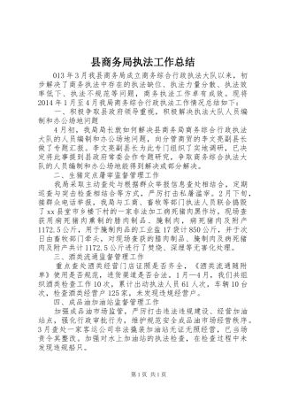 县商务局执法工作总结