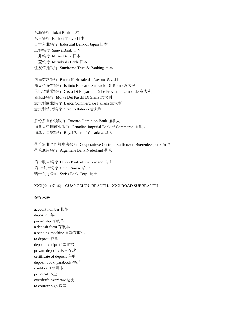 常见银行英语词汇各种银行术语和句子全面介绍_第3页