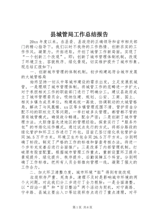 县城管局工作总结报告