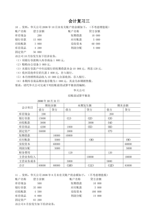 广东省会计从业资格考试会计基础综合题三